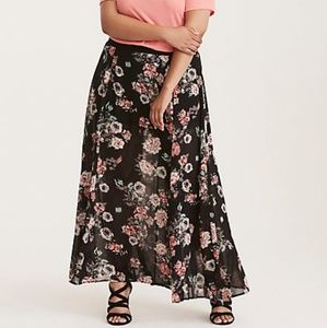 NWOT Floral Print High Waist Chiffon Maxi Skirt